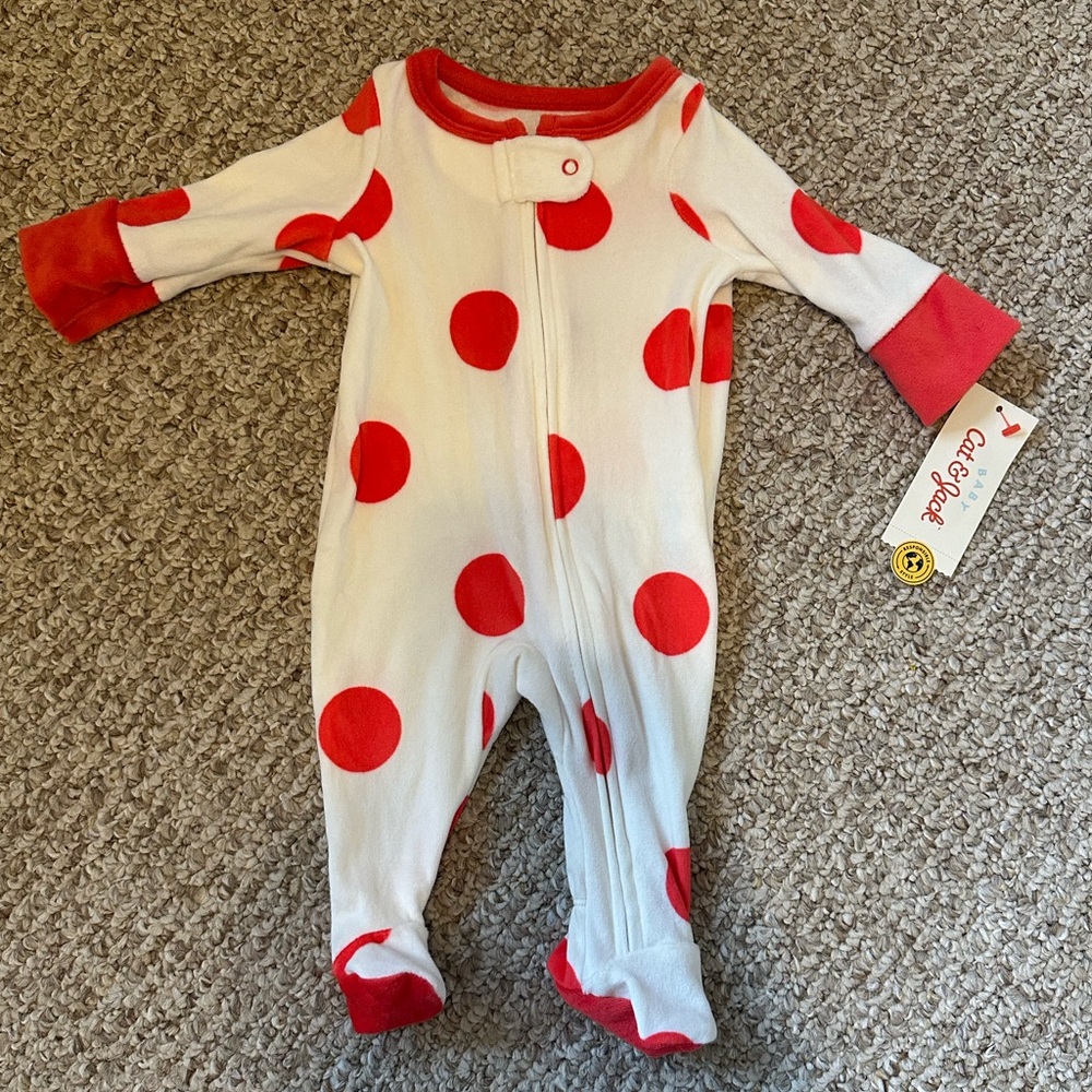 Cat & Jack Red Polka Dot Newborn Onesie